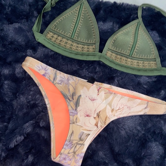 TRIANGL Bikini — army green & floral - Picture 2 of 6